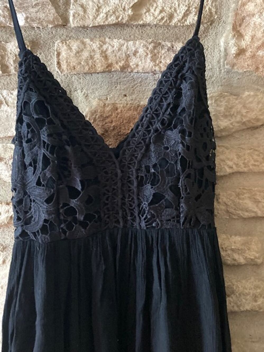 Carly Jean Black Lace Bodice Maxi Dress - M/L